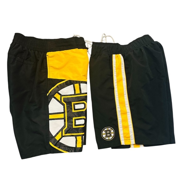 NHL Boston Bruins Black and Yellow Men's Board Shorts Trunks Small - TWO PACK - Picture 1 of 13